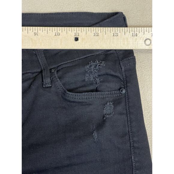 Mother Jeans Womens 25 Black Looker Ankle Fray Distressed Stretch Mid Rise Denim - Picture 5 of 14